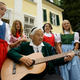 The real Maria von Trapp plays guitar in Salzburg.